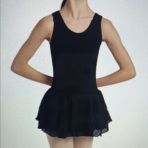 New! Capezio Double Layer Skirt Tank Dress Black Child Size Small‎ NWT